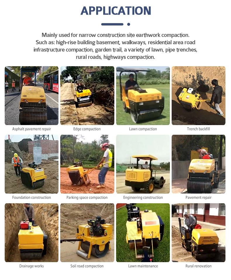 Ride on Used Asphalt Roller Machine Double Drum Vibratory Compactor Mini Road Roller Price
